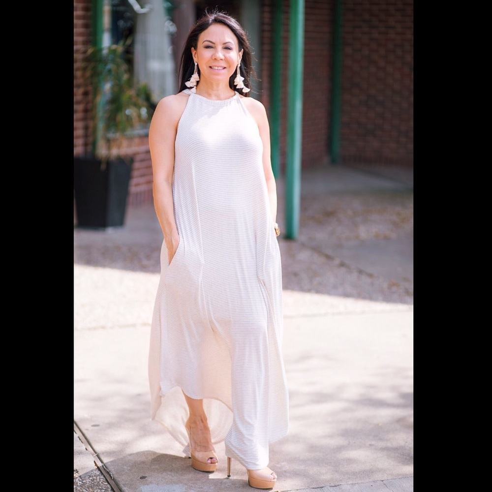 Maxi Dress high neck stripes